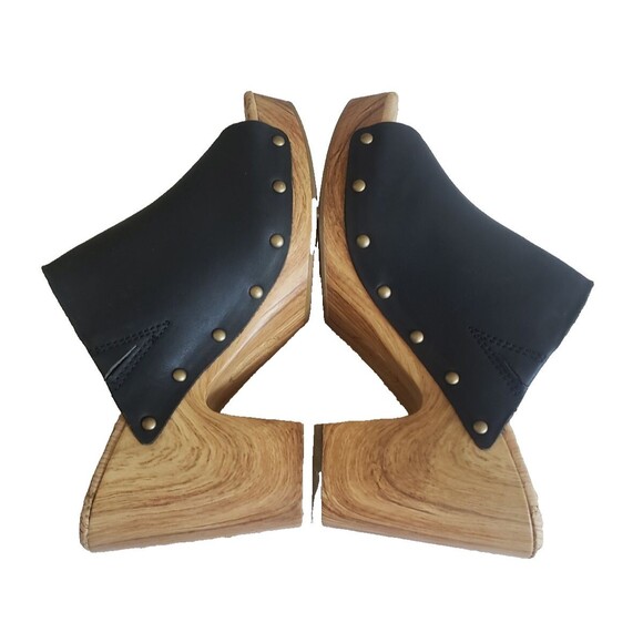 Kork Ease Women's Size 10M Danika Clogs Black Studded Mule Peep Open Toe Sandals - Picture 9 of 11